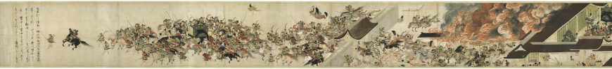 Night Attack on the Sanj™ Palace, from the Illustrated Scrolls of the Events of the Heiji Era (Heiji monogatari emaki) second half of the 13th century Handscroll; ink and color on paper * Fenollosa-Weld Collection * Photograph © Museum of Fine Arts, Boston -- 19GreatestPaintings