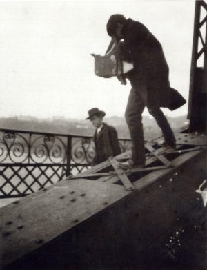 Alfred Stieglitz Photographing on a Bridge, c. 1905, gelatin silver print