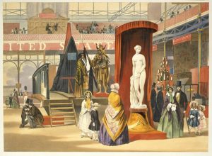 John Absalon, The Greek Slave on view in the East Nave of the Great Exhibition in the Crystal Palace, London, 1851, hand-colored lithograph, 27.1 × 37.6 cm, published by Lloyd Brothers & Co., 1851 (The Metropolitan Museum of Art)