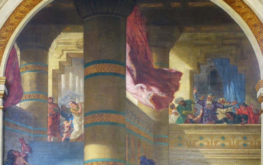 Eugène Delacroix, Heliodorus Vanquished from the Temple (detail), completed 1861, mural in the Chapel of the Holy Angels, 23-½ x 15-½ feet, Church of Saint-Sulpice, Paris (photo: Steven Zucker, CC BY-NC-SA 2.0)