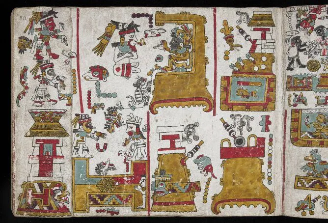 Folio fifty, Codex Zouche-Nuttall, Mixtec, Late Postclassic period, 1200-1521, C.E., deer skin, 47 leaves, each 19 x 23.5 cm © Trustees of the British Museum