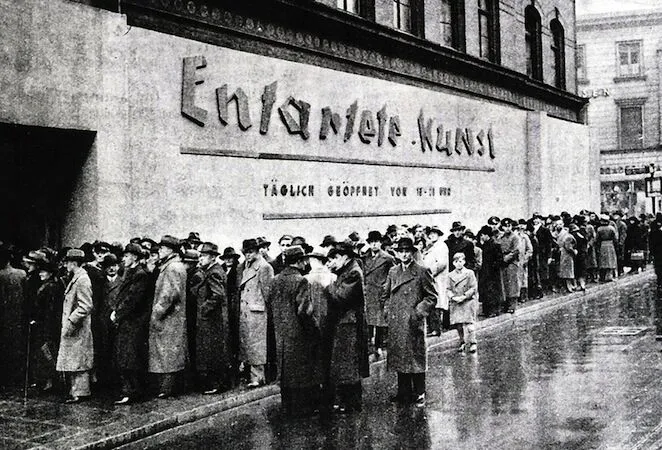 Opening of the Entartete Kunst exhibition at the Schulausstellungsgebaude, Hamburg, 1938