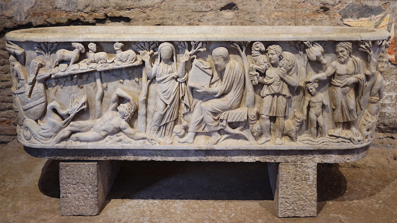 Santa Maria Antiqua Sarcophagus, c. 275 C.E., white veined marble, found under the floor of Santa Maria Antiqua, Rome