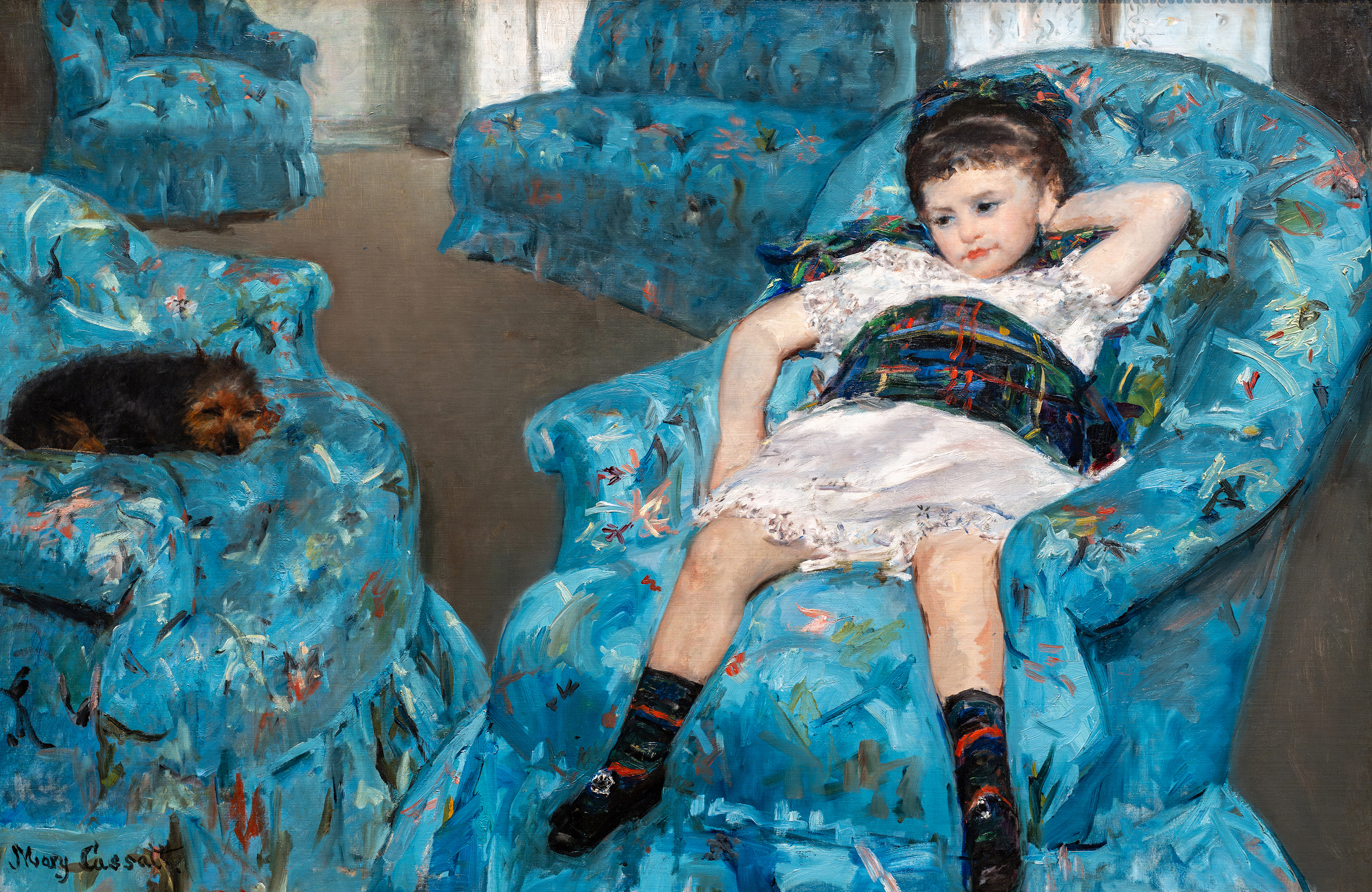 B・Charoy、Jeune fille au fauteuil、希少画集画 Smarthistory – Mary Cassatt, Little Girl in a Blue Armchair