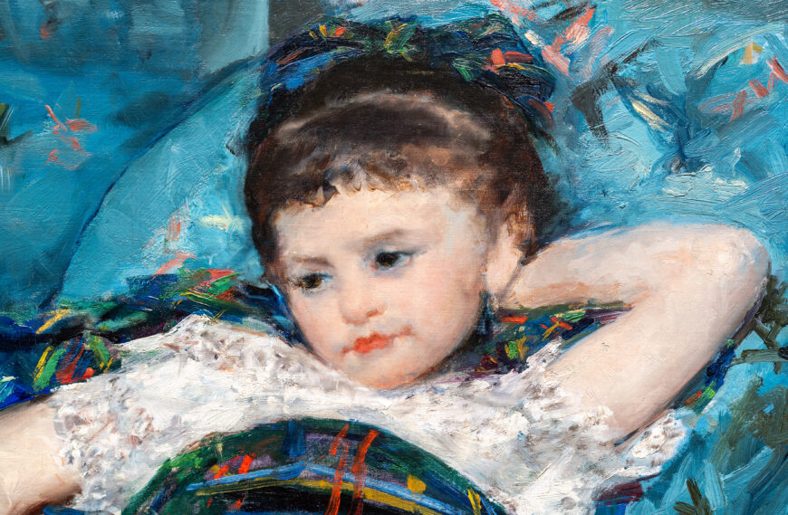 Girl (detail), Chairs (detail), Mary Cassatt, Little Girl in a Blue Armchair, 1878, oil on canvas, 89.5 x 129.8 cm (The National Gallery of Art, Washington, D.C.; photo: Steven Zucker, CC BY-NC-SA 4.0)