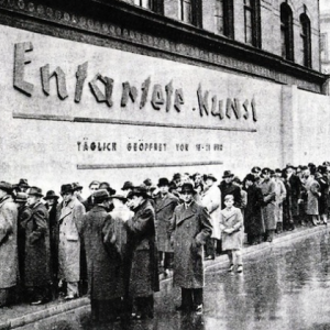 Opening of the Entartete Kunst exhibition at the Schulausstellungsgebaude, Hamburg, 1938