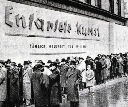 Opening of the Entartete Kunst exhibition at the Schulausstellungsgebaude, Hamburg, 1938