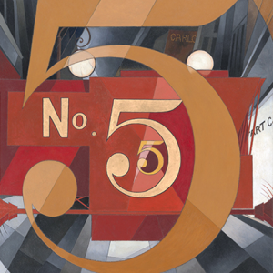 Charles Demuth, I Saw the Figure 5 in Gold, 1928, oil on cardboard, 90.2 x 76.2 cm (The Metropolitan Museum of Art, New York)