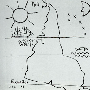 Joaquin Torres García, América Invertida (Inverted America), 1943, ink on paper, 22 x 16 cm (Fundación Torres García, Montevideo)