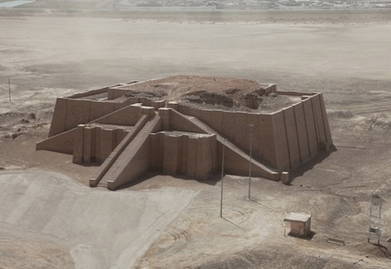 Ziggurat of Ur, c. 2100 B.C.E. mud brick and baked brick, Tell el-Mukayyar, Iraq (largely reconstructed)