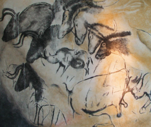 Replica of the painting from the Chauvet-Pont-d'Arc Cave in southern France (Anthropos museum, Brno)