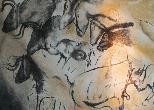 Replica of the painting from the Chauvet-Pont-d'Arc Cave in southern France