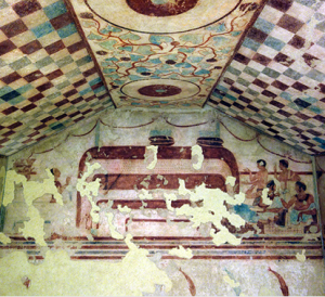 Tomb (of the Funeral Bed?), 470-60 B.C.E., found in the necropolis of Tarquinia (Villa Giulia, Rome)
