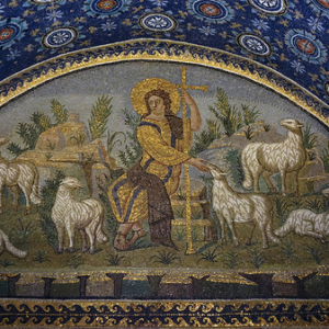The Good Shepherd, The Mausoleum of Galla Placidia, 425 C.E., mosaic, Ravenna, Italy