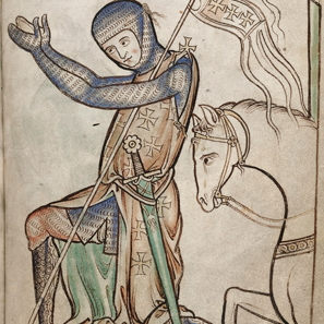 Knight, Psalter, with litany, prayers and Easter tables (The "Westminster Psalter"), c. 1200, f. 220 (British Library)