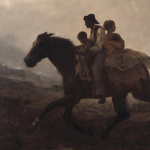 Eastman Johnson, A Ride for Liberty -- The Fugitive Slaves, c. 1862, oil on paper board, 55.8 x 66.4 cm (Brooklyn Museum)