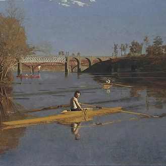 Thomas Eakins, The Champion Single Sculls (Max Schmitt In A Single Scull),  1871, oil on canvas, 32 1/4 x 46 1/4 in (Metropolitan Museum of Art)