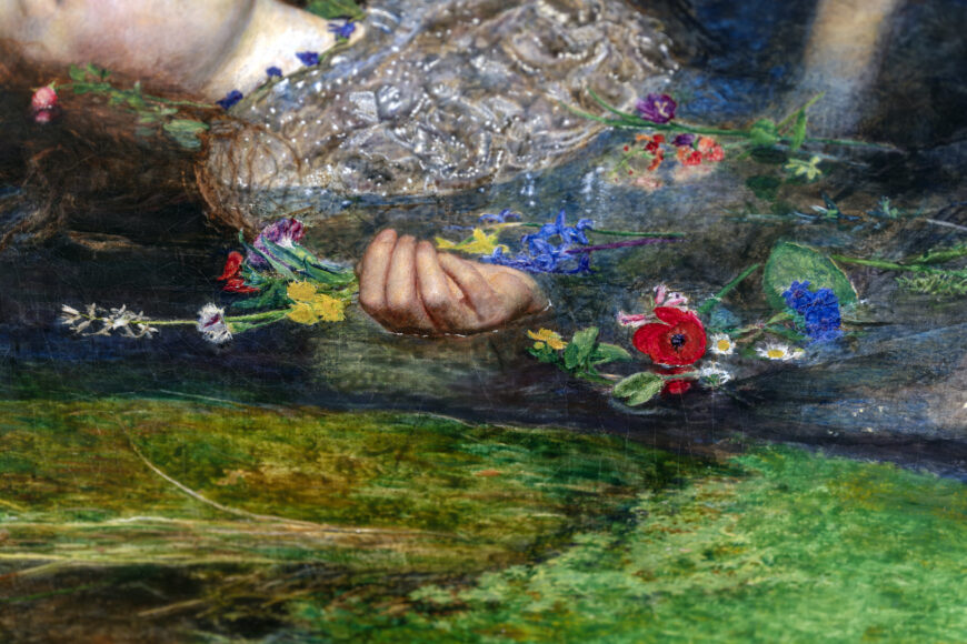 John Everett Millais, Ophelia, 1851–52, oil on canvas, 76.2 x 111.8 cm (Tate Britain, London)