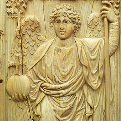 Byzantine panel with archangel, ivory leaf from diptych (detail)