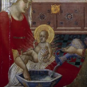 Pietro Lorenzetti, Birth of the Virgin (detail)