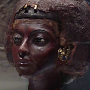 Portrait Head of Queen Tiye with a Crown of Two Feathers (detail)