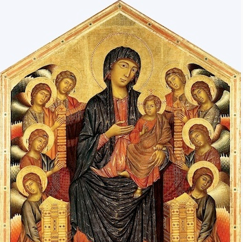 Cimabue, Santa Trinita Madonna (Madonna and Child Enthroned), 1280-90 tempera on panel (Galleria degli Uffizi, Florence)