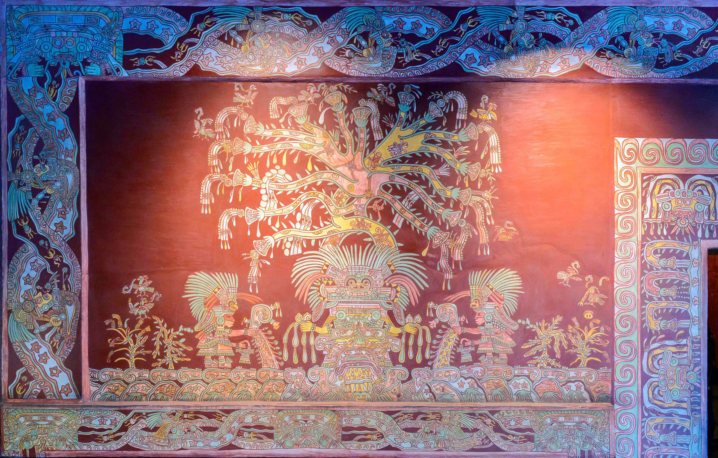 Reconstruction of mural from Tepantitla in Teotihuacan in the National Museum of Anthropology in Mexico City