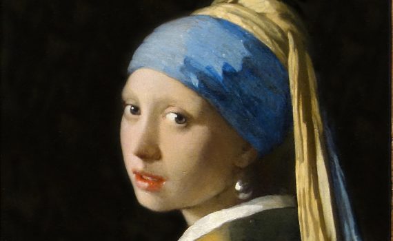 Johannes Vermeer, Girl with a Pearl Earring, c. 1665, oil on canvas, 44.5 x 39″ (Mauritshuis, The Hague)
