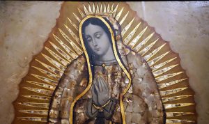 Virgin of Guadalupe, late 17th century, 190 cm high, oil paint, gilding, and mother of pearl on panel (Franz Mayer Museum, Mexico City)