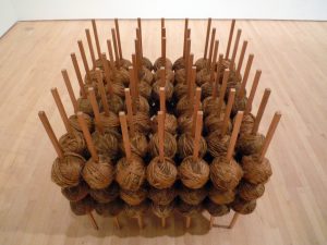 Jackie Winsor, #1 Rope, 1976, wood and hemp, 40-1/4 x 40 x 40 inches (SFMOMA, San Francisco)