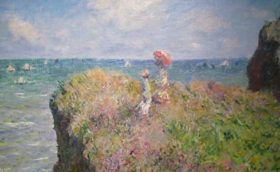 Detail, Claude Monet, Cliff Walk at Pourville, 1882, oil on canvas, 26-1/8 x 32-7/16 inches / 66.5 x 82.3 cm (Art Institute of Chicago)