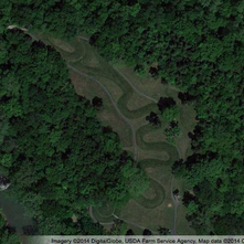 Aerial view of the Great Serpent Mound, c. 1070, Adams County, Ohio