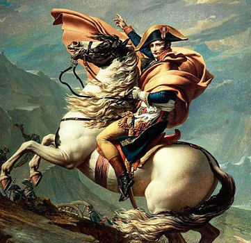 Jacques-Louis David, Napoleon Crossing the Alps or Bonaparte at the St Bernard Pass, 1800-1, oil on canvas, 261 x 221 cm (Chateau de Malmaison, Rueil-Malmaison)