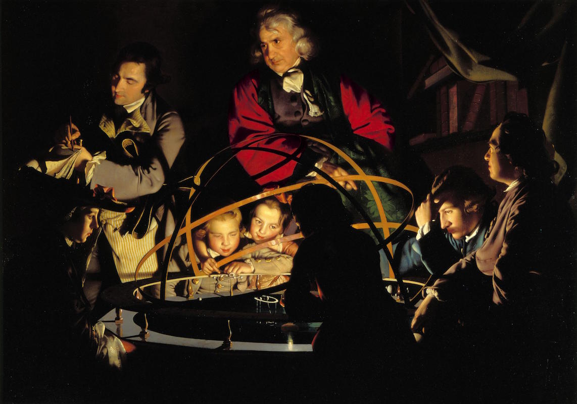 Joseph Wright of Derby, A Philosopher Giving A Lecture at the Orrery, c. 1765, oil on canvas, 147 x 203 cm (Derby Museum and Art Gallery, Derby, England)
