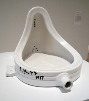 Marcel Duchamp, Fountain, 1917/1964, glazed ceramic with black paint (San Francisco Museum of Modern Art)