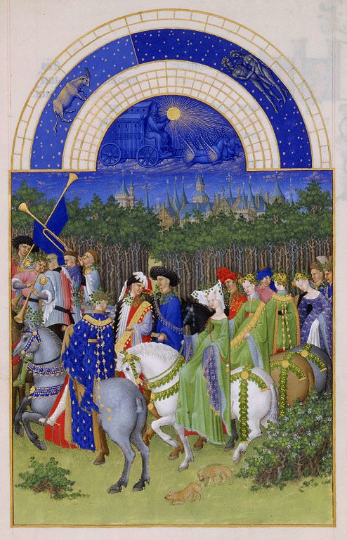Limbourg Brothers, May, from Les Très Riches Heures du Duc de Berry, 1413-16, ink on vellum (Musée Condé, Chantilly)