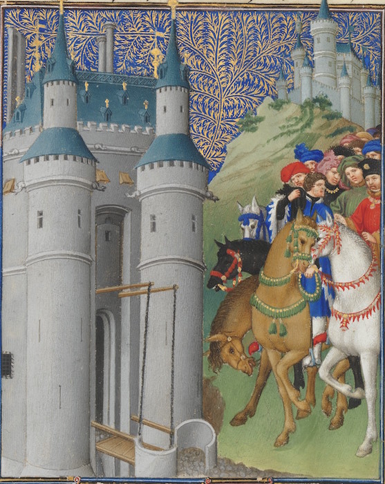 Detail of Folio 223v, Herman, Paul and Jean de Limburg, The Belles Heures of Jean de France, duc de Berry, 1405-8/1409, tempera, gold and ink on vellum, single leaf: 23.8 x 17 cm (The Cloisters Collection, The Metropolitan Museum of Art)