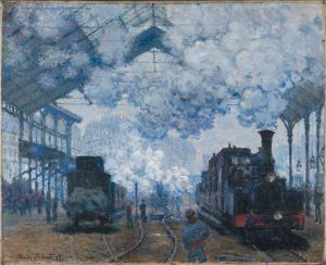 Claude Monet, The Gare Saint-Lazare: Arrival of a Train, 1877, oil on canvas, 83 x 101.3 cm (Harvard Art Museums)