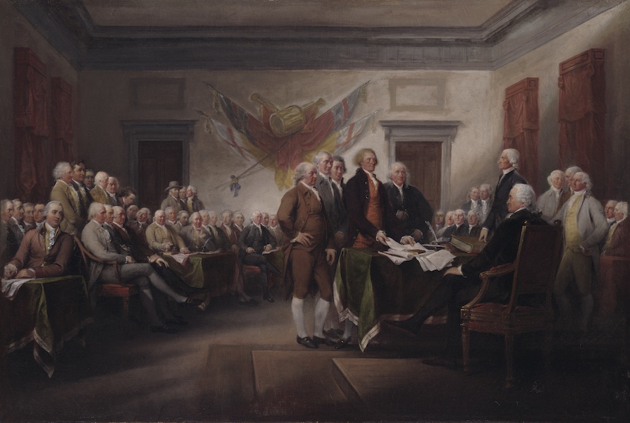 John Trumbull, The Declaration of Independence, July 4, 1776, 1786–1820, oil on canvas, 20 7/8 x 31 inches / 53 x 78.7 cm (Yale University Art Gallery)