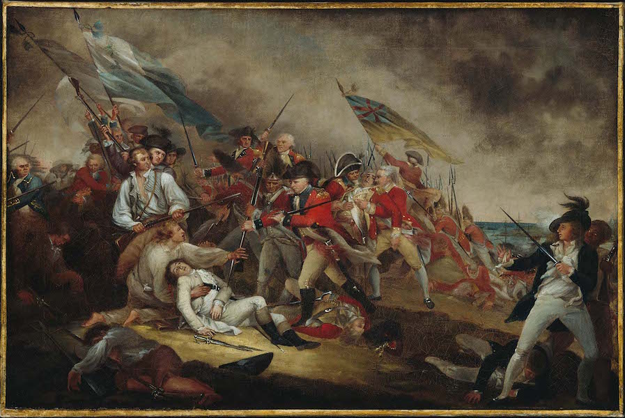 John Trumbull, The Death of General Warren at the Battle of Bunker's Hill, 17 June, 1775, after 1815-before 1831, oil on canvas, 50.16 x 75.56 cm (Museum of Fine Arts, Boston)