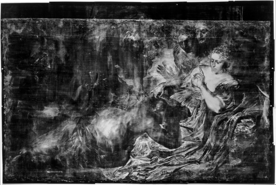 X-ray, Anthony van Dyck, Samson and Delilah, c. 1618-20, oil on canvas, 152.3 x 232 cm. (Dulwich Picture Gallery, London)