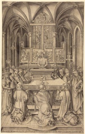 Israhel van Meckenem, The Mass of Saint Gregory, c. 1490/1500, engraving (National Gallery of Art)