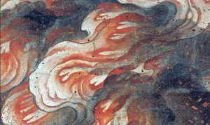 Fire (detail), Night Attack on the Sanjô Palace, Illustrated Scrolls of the Events of the Heiji Era (Heiji monogatari emaki) Japanese, Kamakura period, second half of the 13th century, 45.9 x 774.5 x 7.6 cm (Museum of Fine Arts, Boston)
