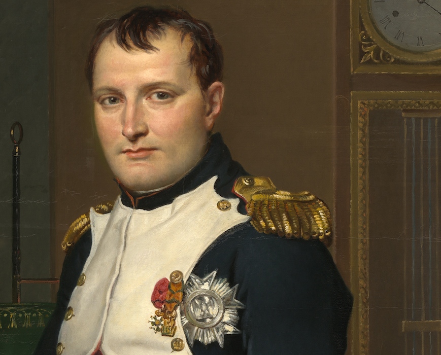 Napoleon (detail), Jacques-Louis David, The Emperor Napoleon in his Study at the Tuileries, 1812, oil on canvas, 203.9 x 125.1 cm (National Gallery of Art)