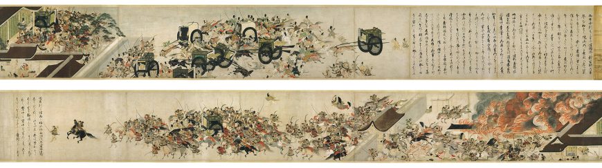 Night Attack on the Sanjô Palace, Illustrated Scrolls of the Events of the Heiji Era (Heiji monogatari emaki) Japanese, Kamakura period, second half of the 13th century, 45.9 x 774.5 x 7.6 cm (Museum of Fine Arts, Boston)