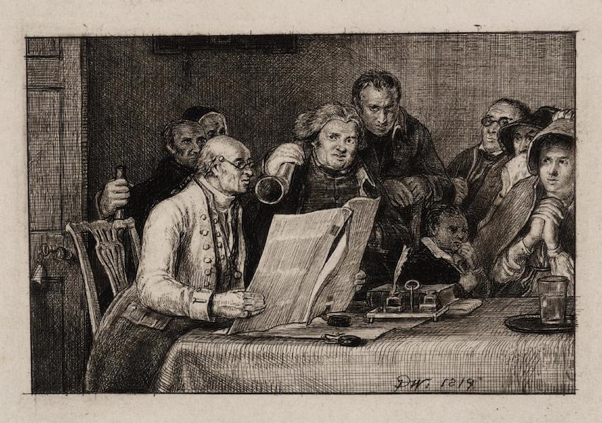 Sir David Wilkie, Reading the Will, 1819, etching, 6.9 x 10.5 cm (Tate)