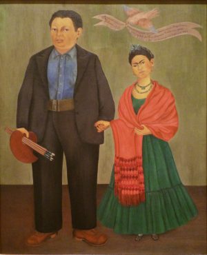 Frida (Frieda) Kahlo, Frieda and Diego Rivera, 1931, oil on canvas, 39-3/8 x 31 inches or 100.01 x 78.74 cm (San Francisco Museum of Modern Art)