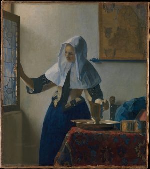 Johannes Vermeer, Young Woman with a Water Pitcher, oil on canvas, c. 1662 (Metropolitan Museum of Art)