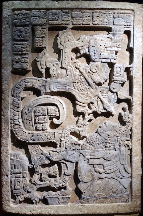 Structure 23, Lintel 25, Yaxchilán (Maya), after 709 C.E., Maya, Late Classic period, limestone, 109 x 78 x 6 cm, Mexico © Trustees of the British Museum