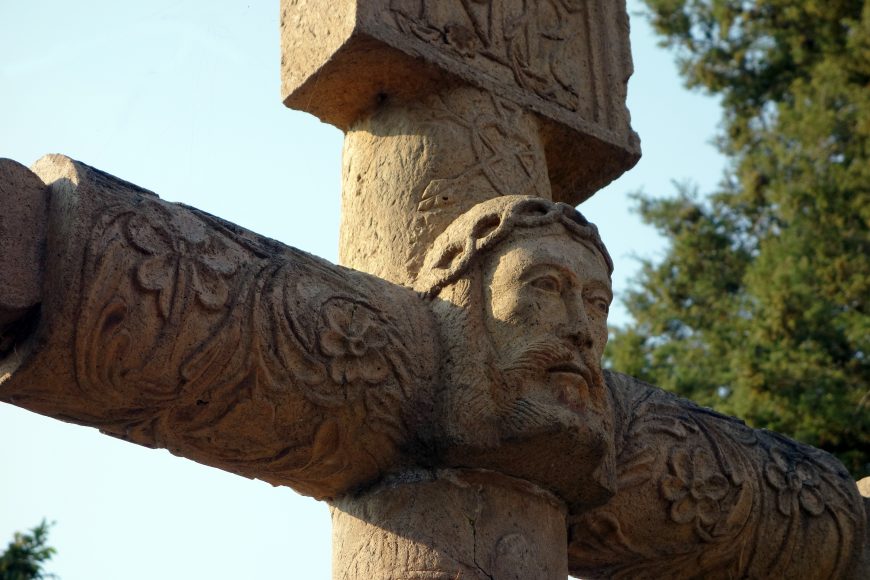 Christ's face (detail), Atrial Cross, Acolman, mid-16th century